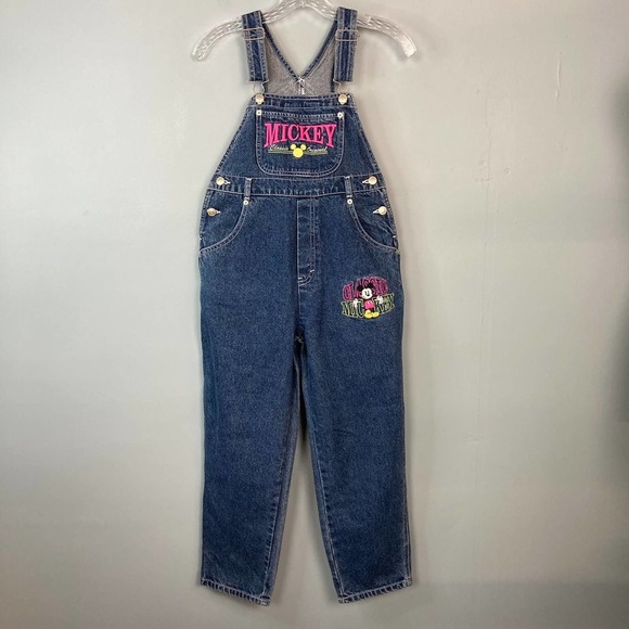 Mickey & Co Other - Vintage Mickey & Co Embroidered Denim Jean Overalls Girl 10 Mickey Mouse Y2K 90s